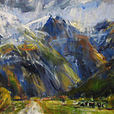 nigel wilson nz impressionist art, otago colourful landscapes